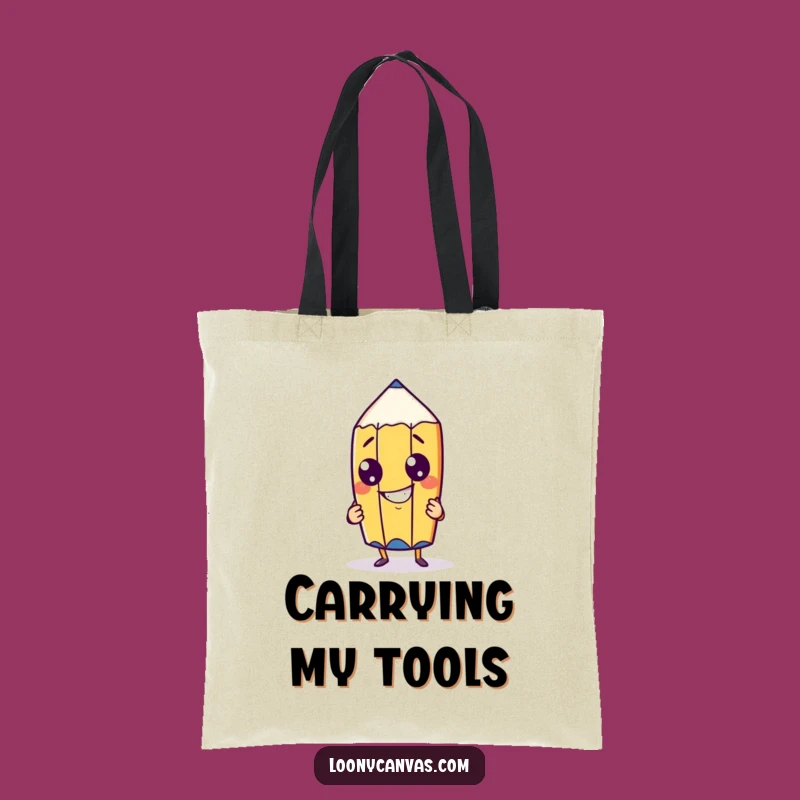 Funny Pencil Tote Bag: Cheeky Character Carrying Art Supplies with Style