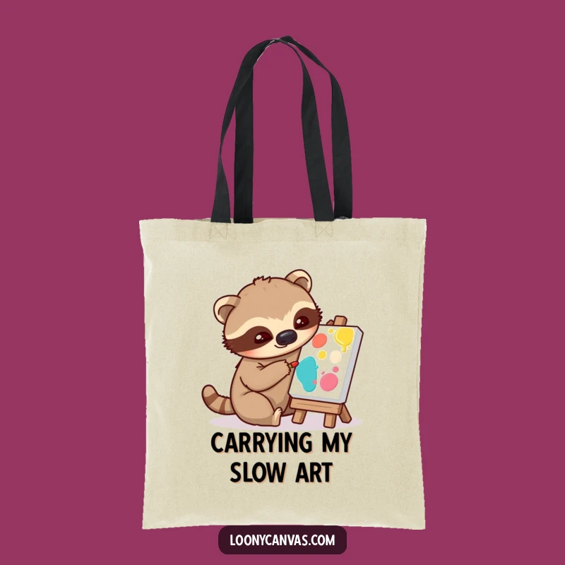 Funny Sloth Artist Tote Bag: Carry Your Supplies With Patience - Practical Funny Gift!