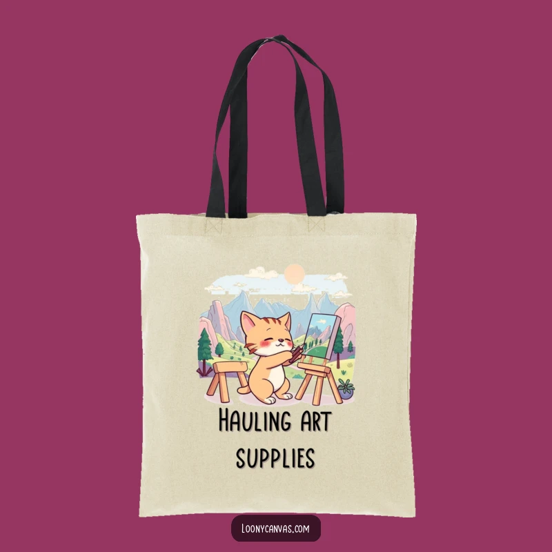 Funny Cat Artist Tote Bag: Spacious & Creative Kitty, Ideal Funny Gift